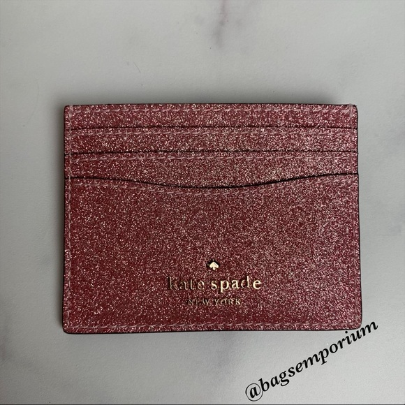 Kate Spade Pink Glitter Credit Card Case Wallet - Picture 5 of 9